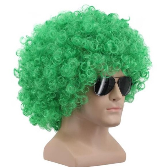 Wig 70s 80s Disco Costume Hair Green - Picture 3 of 4
